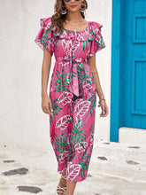 Jumpsuit Leaf Printed Ruffled